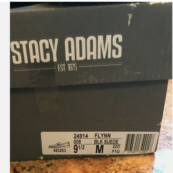 STACY ADAMS MEN\'S BLACK SUEDE DRESS SHOES - STYLE- FLYNN 24914  SIZE 9.5 M w/box